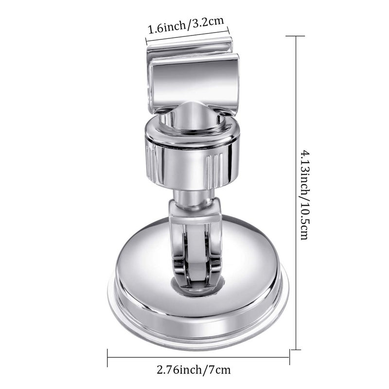 Zhehao Adjustable Shower Head Holder, Removable Suction Cup Shower Head Holder, No Drill Wall Mounted Suction Bracket with Chrome Polished for Marble Glass Metal Ceramic(2,Silver Wrench) - Image 2